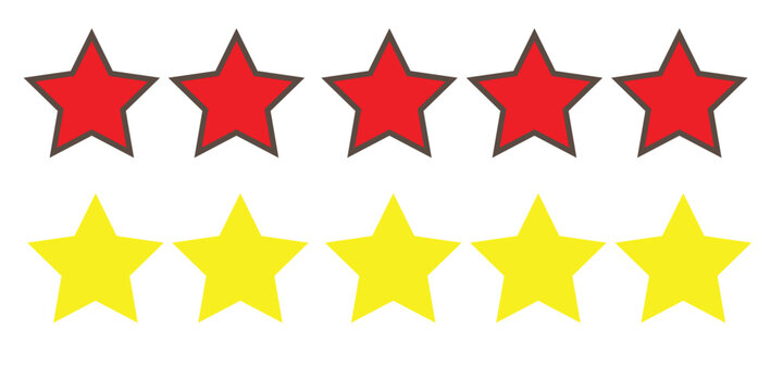 five ster rating red and yellow