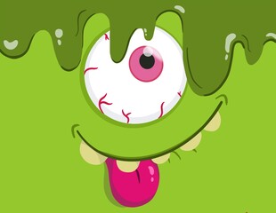 Green Goo Monster with Big Eye