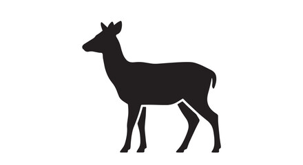 Vector art of a black silhouette of a deer standing gracefully, , showcasing its slender legs and antlers