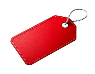 Red Sale Tag with String, Classic Price Label Design, isolated on transparent background