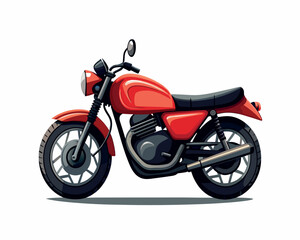 Obraz premium Red motorcycle with chrome details and black wheels isolated on a white background for speed and transportation