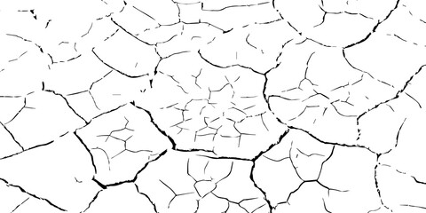 Cracked dry land surface in black and white. Drought soil texture showing environmental dryness, arid landscape, and climate change impact. Perfect for nature, texture, and eco design backgrounds