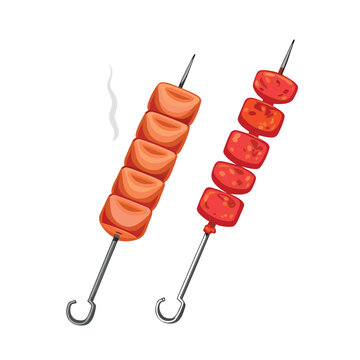BBQ Kebab Skewers Isolated Vector