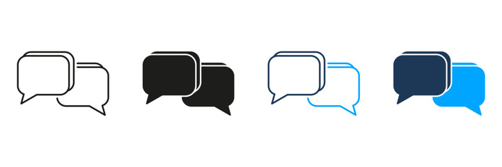 Speech Bubbles Line And Solid Icon Set. Communication, Messaging, And Chat Interaction Symbol Collection. Social Media And Online Conversation. Isolated Vector Illustration