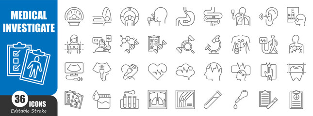 Medical investigation thin line icon . Editable stroke . Vector .