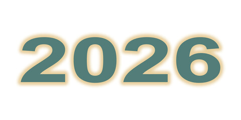 Futuristic 2026 year number displayed with teal and yellow hues presenting future ambitions and new beginnings