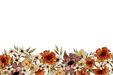 Watercolor flowers background vector for design.