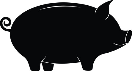 piggy bank silhouette vector icon, money pig illustration