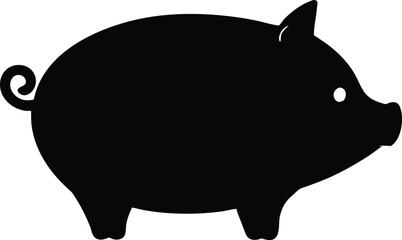 piggy bank silhouette vector illustration, kids bank icon.