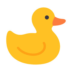 Bright yellow rubber duck on white background