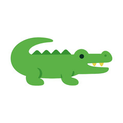 Naklejka premium Green cartoon crocodile graphic on white background