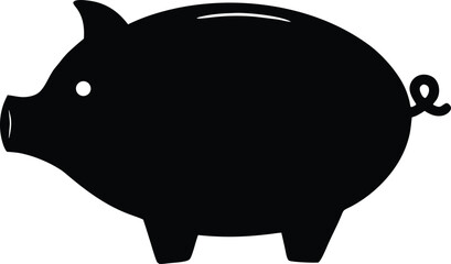 piggy bank silhouette vector, coin saver illustration