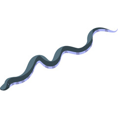 Dark Gray Snake With Blue Outline Slithering Across Transparent Background In A Realistic Pixelated Style And Isometric View