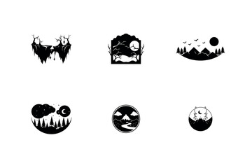 set of halloween pumpkin icons in black silhouette style
