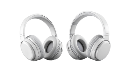 Professional 3D Studio Headphones bundle two variations isolated on transparent background