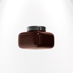 amber glass cubic shape cream jar mockup, luxury skincare packaging with screw Cap, amber glass facial mask container packaging, organic cosmetic container concept, UV protective lotion packaging