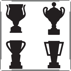 Trophy Silhouettes Set - Cup, Award, and Victory Icons for Sports, Achievement, Recognition, and Competition Design