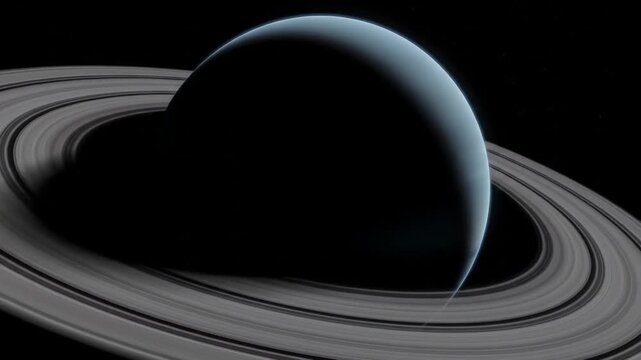 Uranus - The Icy Giant with Prominent Rings in the Vast Expanse of Space.
