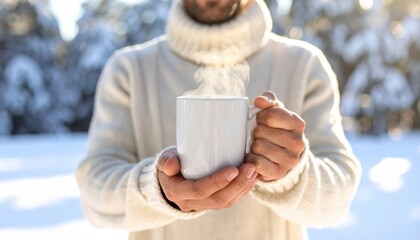 Man holding warm beverage in hand individual finds comfort sipping hot drink man
