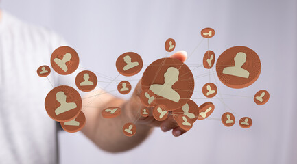 Concept of digital networking and online communication, connecting people globally and building relationships for a strong community.