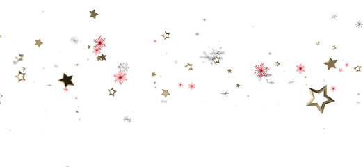 Festive white background with golden stars, snowflakes, and red accents, perfect for holiday designs, Christmas cards, and celebrations. Simple,