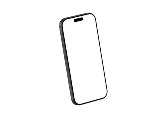 High-quality photo of a black smartphone with a blank screen, perfect for app presentations or technology websites. Clean and modern design.