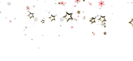 A joyful festive background with gold stars and snowflakes on a white backdrop, perfect for winter holidays and celebrations. Ideal for greeting