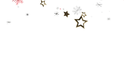 Christmas stars and snowflakes glitter on a white background, festive design for the holiday season. Perfect for celebrations, party invitations