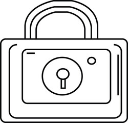 Minimalist Outline Icon of a Padlock or Security Lock with Keyhole Symbol for Protection
