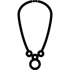 Fashion Outline Of A Necklace With A Pendant In Black Lines On A Transparent Background