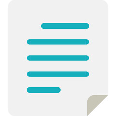 Obraz premium Document with Turquoise Lines of Text and a Light Grey Background with a Folded Corner Detail