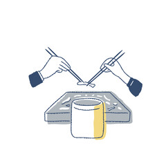 火葬後に骨上げをしている遺族の手元