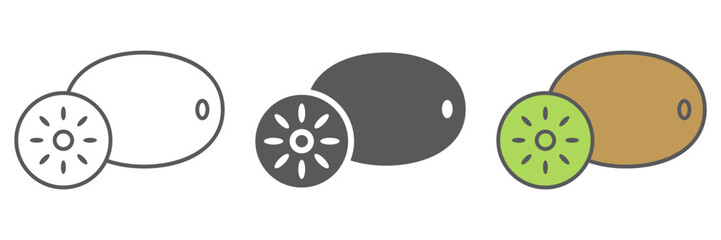 Kiwi icon, food and fruit, vitamin sign, vector graphics, a linear pattern on a white background. editable stroke