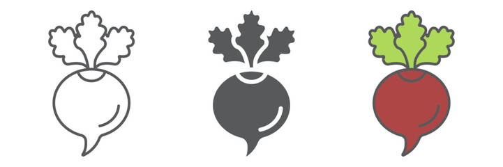 Beetroot icon, beet and vegetable, vitamin sign, vector graphics, a linear pattern on a white background. editable stroke