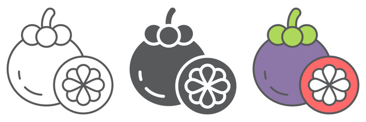 Mangosteen icon, food and vitamin, exotic fruit sign, vector graphics, a linear pattern on a white background. editable stroke