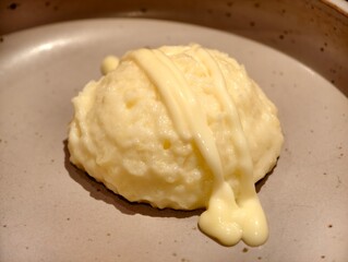 close up creamy mashed potato
