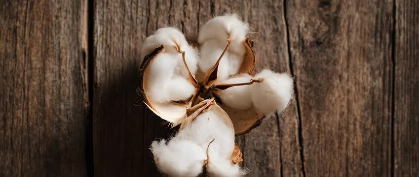 A beautiful time-lapse of a cotton boll opening to reveal its soft, pure white fibers. Symbolizes comfort, natural materials, and gentle purity.