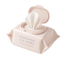 Nourishing eye wipes infused with vitamin E for bedtime skin care.