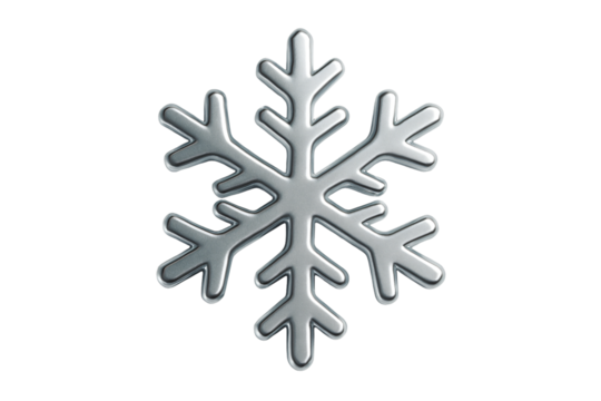 Silver snowflake on white background. Winter. Cold. Symbol.