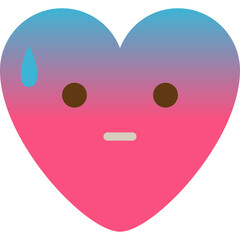 Flustered Heart Emoji with Gradient Colors and Sweat Droplet Expressing Anxiety and Stress on Transparent Background