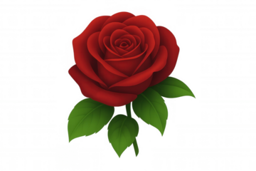 Red rose illustration symbolizing love, romance, passion, valentine's day, and commitment, with a transparent background