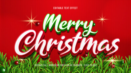 Editable text effect Merry Christmas 3d style