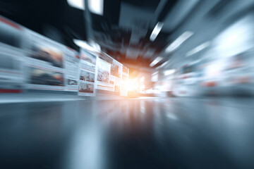 Abstract view of floating information panels. Concept of technology, innovation, data processing, and information overload. Great for technology or business presentations.