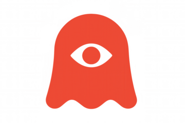 Red cyclops ghost monster icon with single eye, a spooky cartoon symbol for halloween or gaming design
