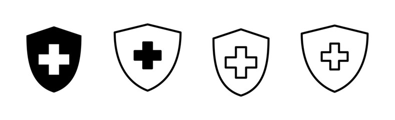 Health insurance icon set. Insurance health document icon