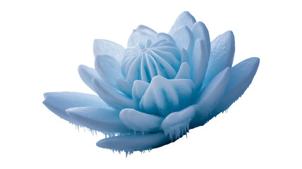 Ice soft texture crystal blue flower design on transparent background