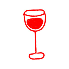 glass of red wine hand drawn