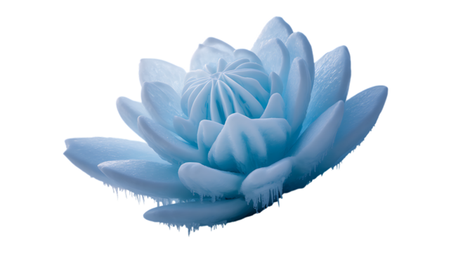 Ice soft texture crystal blue flower design on transparent background - Powered by Adobe