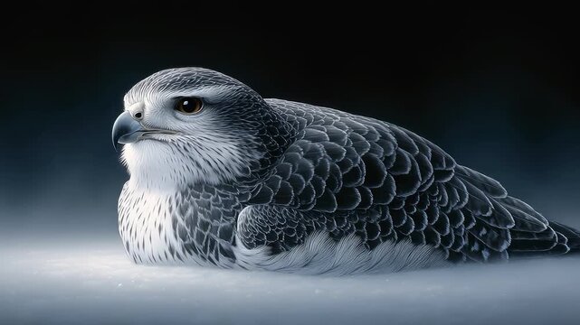The Quiet Perch of a Falcon in the Snow