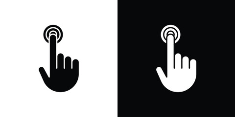 Hand click icon fill vectors set for ui.